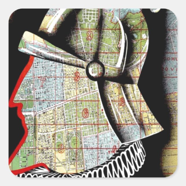 Pegatina Cuadrada Viaje en Santiago de Chile (Anverso)