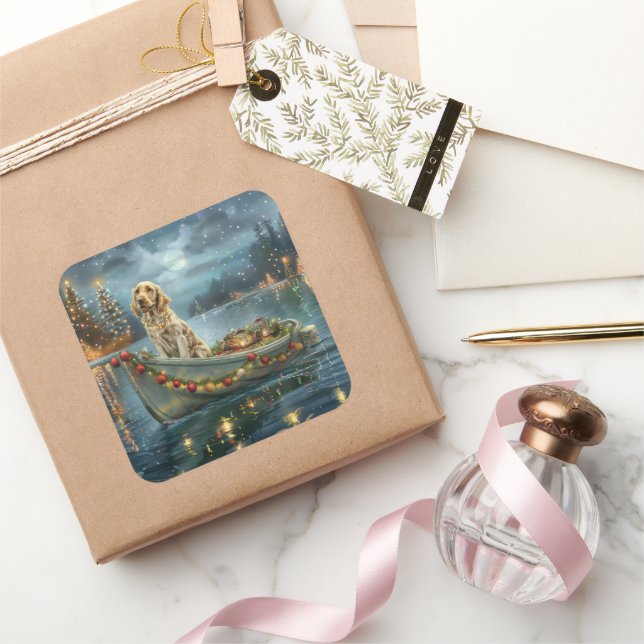 Pegatina Cuadrada Viaje festivo para Navidades de Inglaterra (Regalar)