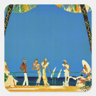 Pegatina Cuadrada Viaje francés en la Costa Azul