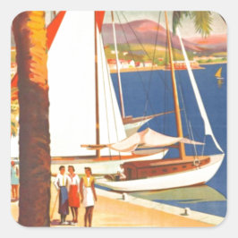 Pegatina Cuadrada Viaje francés en la Costa Azul