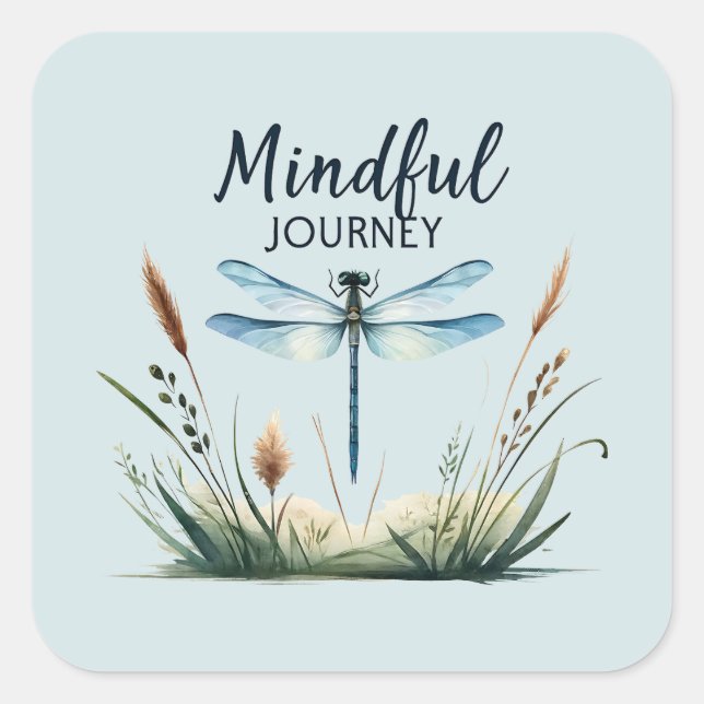 Pegatina Cuadrada Viaje mental - Dragonfly artístico (Anverso)