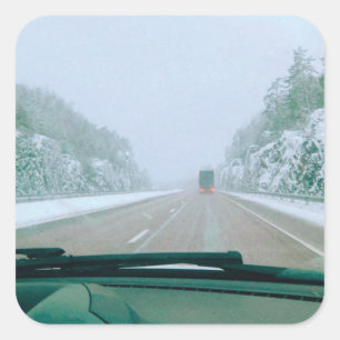 Pegatina Cuadrada Viaje nevado por Suecia