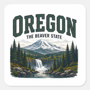 Pegatina Cuadrada Viaje por el desierto de Oregon Pacífico