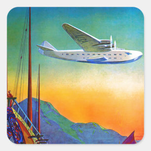 Pegatina Cuadrada Viaje Viejo Tranespacial
