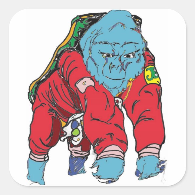 Pegatina Cuadrada Viajero intrépido (Anverso)