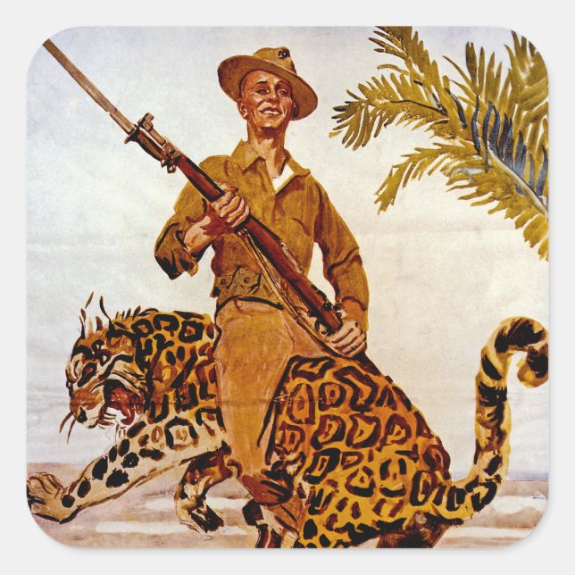 Pegatina Cuadrada ¿Viajes? ¿Aventura? ¡Únete a los marines! (Anverso)