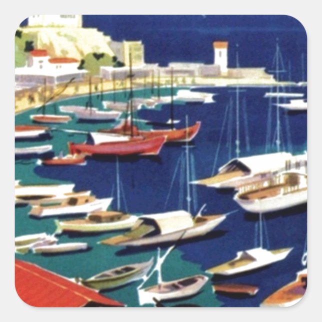 Pegatina Cuadrada Viajes de época Atenas Grecia (Anverso)