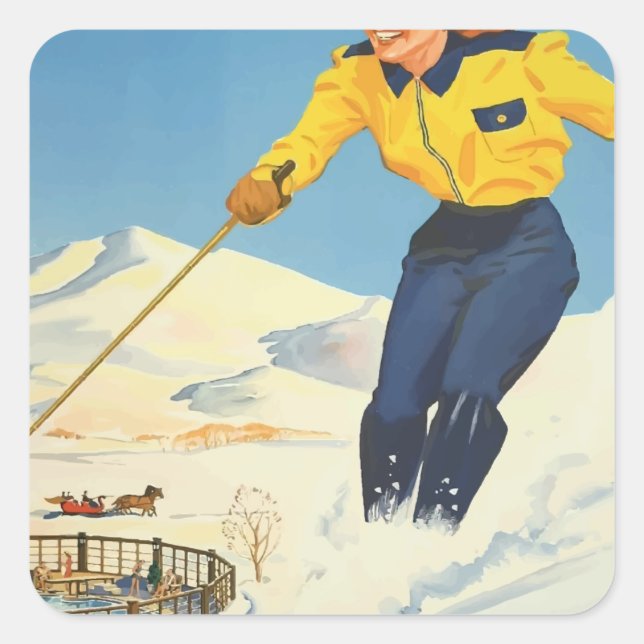 Pegatina Cuadrada Viajes de época Sun Valley Idaho (Anverso)