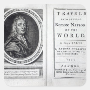 Pegatina Cuadrada 'Viajes de Gulliver' de Jonathan Swift, 1726
