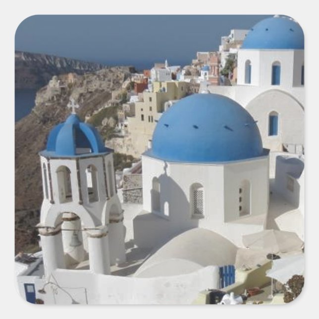 Pegatina Cuadrada Viajes de Mykonos Grecia (Anverso)