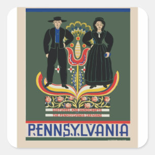 Pegatina Cuadrada Viajes de Vintage Pennsylvania