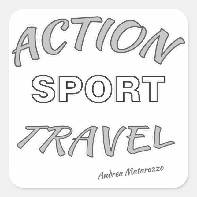 Pegatina Cuadrada Viajes deportivos de acción (Anverso)