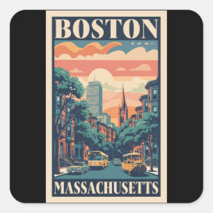 Pegatina Cuadrada viajes vintage boston