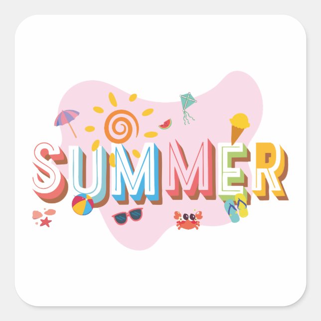 Pegatina Cuadrada Vibes de verano (Anverso)
