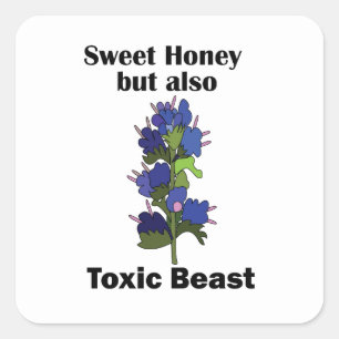 Pegatina Cuadrada Víbora Bugloss Miel Dulce Bestia Tóxica Divertida