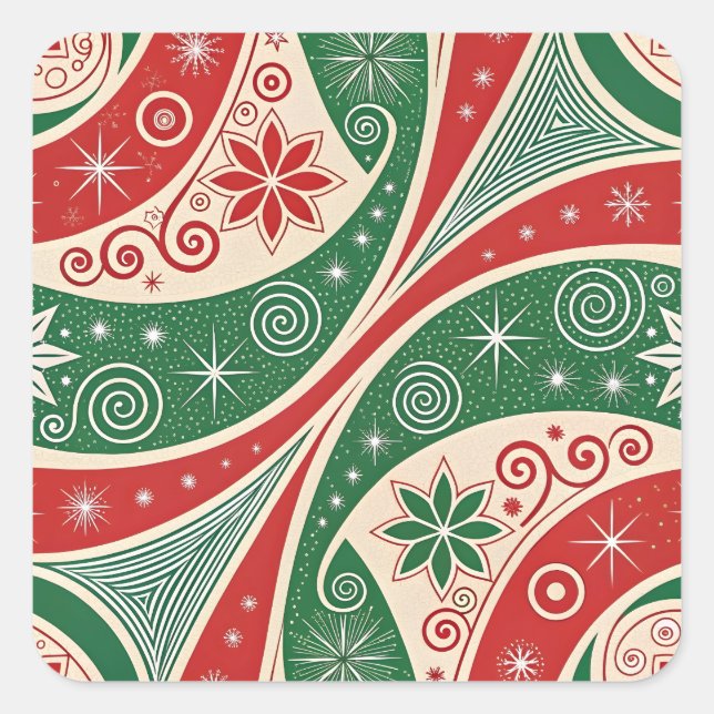 Pegatina Cuadrada Vibraciones de Navidad (Anverso)