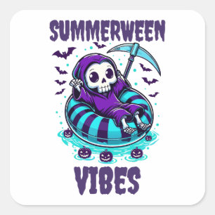 Pegatina Cuadrada Vibraciones de Summerween – Segador Relajado
