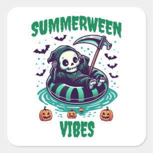 Pegatina Cuadrada Vibraciones de Summerween – Segador Relajado