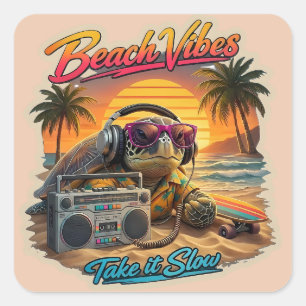 Pegatina Cuadrada Vibraciones Retro de Turtle Beach - Gráfico de Cal