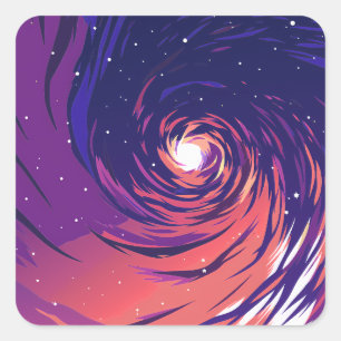 Pegatina Cuadrada Vibrant Swirling Galaxy with Bright Center
