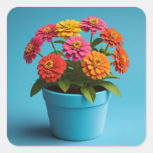 Vibrante Arte Botánico Floral, Flores de Zinnia