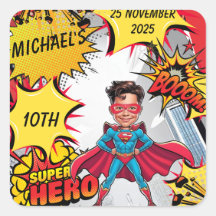 Vibrante caricatura de superhéroes rojos y amarill