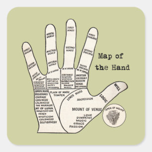 Pegatina Cuadrada Vibrante fortuna de palmistas de lectura de palma