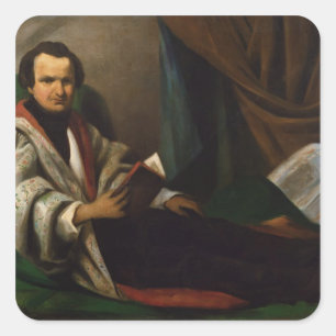 Pegatina Cuadrada Victor Hugo en su diván, c.1830-40