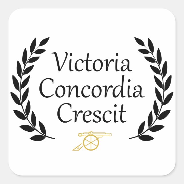 Pegatina Cuadrada Victoria Concordia Crescit Arsenal (Anverso)