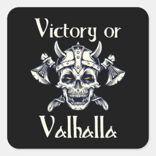 Pegatina Cuadrada Victoria o Valhalla - Skull