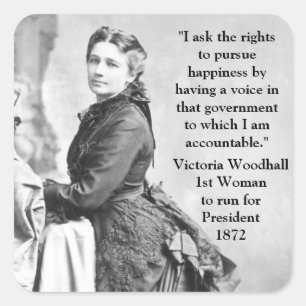 Pegatina Cuadrada victoria Woodhull primera candidata presidencial