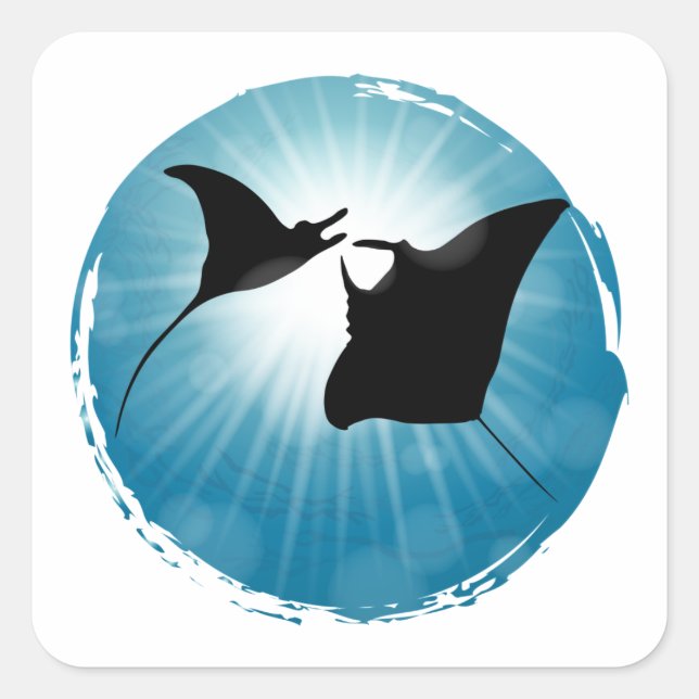 Pegatina Cuadrada Vida acuática subacuática de Manta Ray (Anverso)