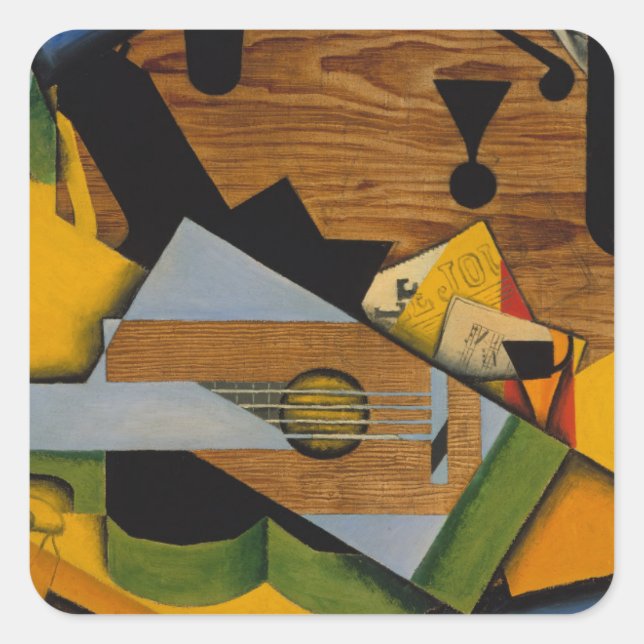 Pegatina Cuadrada Vida con guitarra (Anverso)
