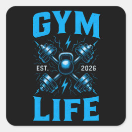 Pegatina Cuadrada Vida de Gimnasio Est. 2026 – Nueva Etapa Fitness