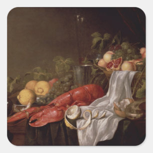 Pegatina Cuadrada Vida de la fruta y langosta