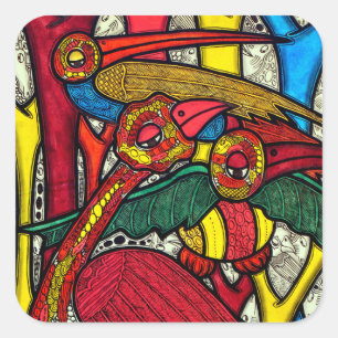 Pegatina Cuadrada Vida de los pájaros