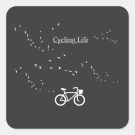 Pegatina Cuadrada Vida en bicicleta, libre como ave