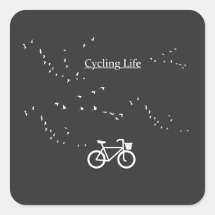 Pegatina Cuadrada Vida en bicicleta, libre como ave