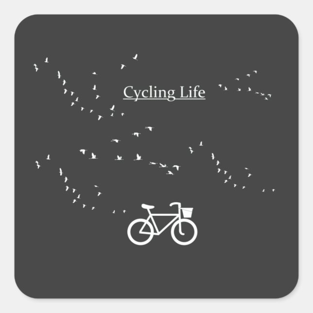 Pegatina Cuadrada Vida en bicicleta, libre como ave (Anverso)