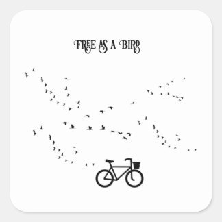 Pegatina Cuadrada Vida en bicicleta, libre como personalizable de pá