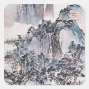 Pegatina Cuadrada Vida en las montañas