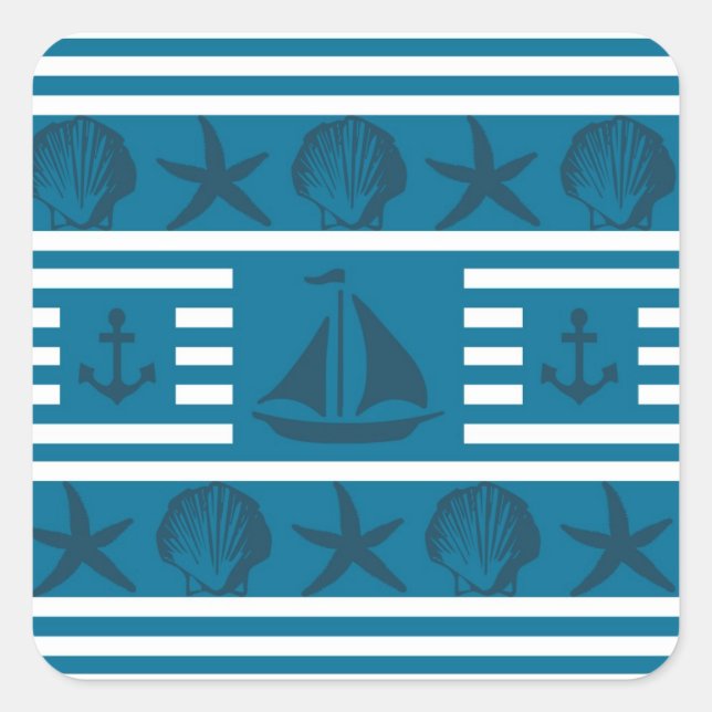 Pegatina Cuadrada Vida marina (Anverso)