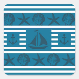 Pegatina Cuadrada Vida marina