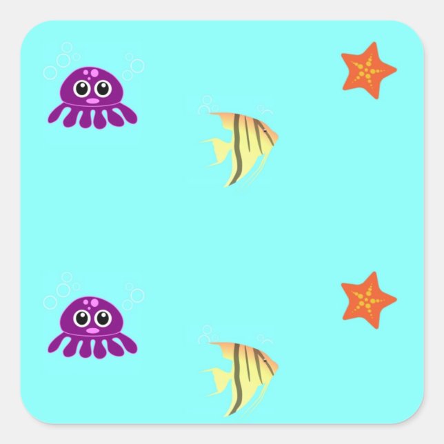 Pegatina Cuadrada Vida marina (Anverso)