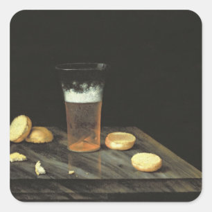 Pegatina Cuadrada Vida residual con vidrio de cerveza