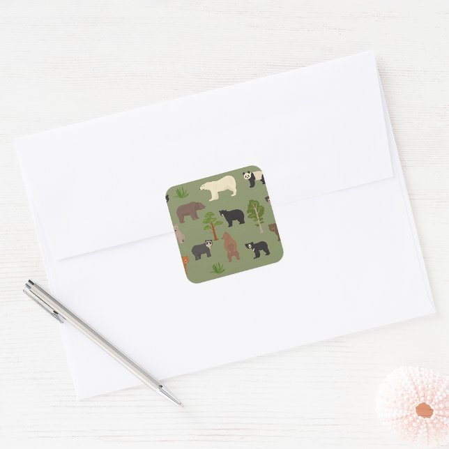 Pegatina Cuadrada Vida silvestre de los osos del mundo (Subido por el creador)