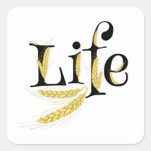 Pegatina Cuadrada Vida, Spikelets, trigo