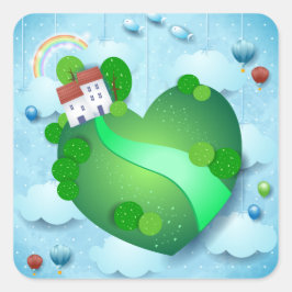 Pegatina Cuadrada Vida verde