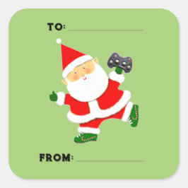 Pegatina Cuadrada Video Gamer Holiday Gift Tags