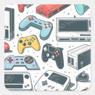 Pegatina Cuadrada Videojuegos retro